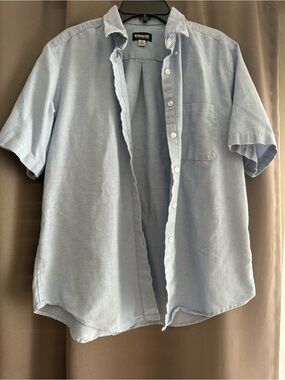 Light Blue Short-Sleeve Button-Up Work Shirt